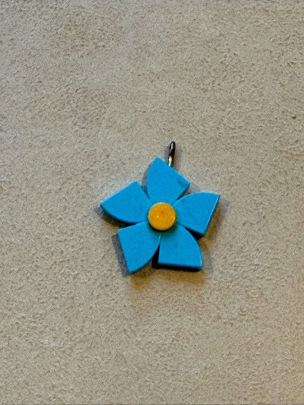 Blue LEGO Flower Pendant with Yellow Center